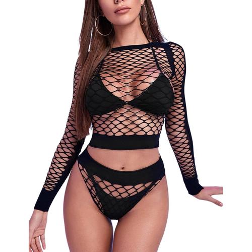 Ensemble De Lingerie Pour Femme Résille Lingerie Sexy Vêtements De Nuit Bodystockings Robe Transparente