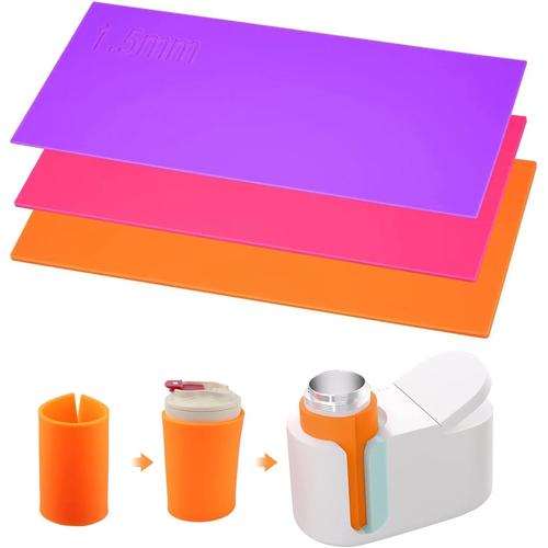 3 Pièces Enveloppes en Silicone pour Tasses Sublimation Wrap Sublimation en Silicone Accessoires pour Gobelets pour Transfert 3 Épaisseurs 25x12cm pour Tasse Mug Cricut(Coloré)