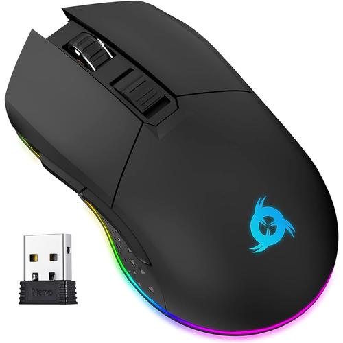 KLIM Blaze - Souris Gamer sans Fil RGB - Nouveauté 2024 - Rechargeable - Capteur Haute Précision avec Batterie Longue Durée - 6000 DPI Réglable - Modes et sans Fil - Rose (Reconditionné)