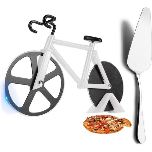 Roulette À Pizza En Forme De Vélo Avec Lames Anti,2 Pcs Pelle À Tarte Découpe Pizza Roulette Pizzaroulette À Decouper Pelle À Tarte Acier Inoxydable Pour Coupe De Pizzas,Tarte,Pizza,Gâteau,Gaufres