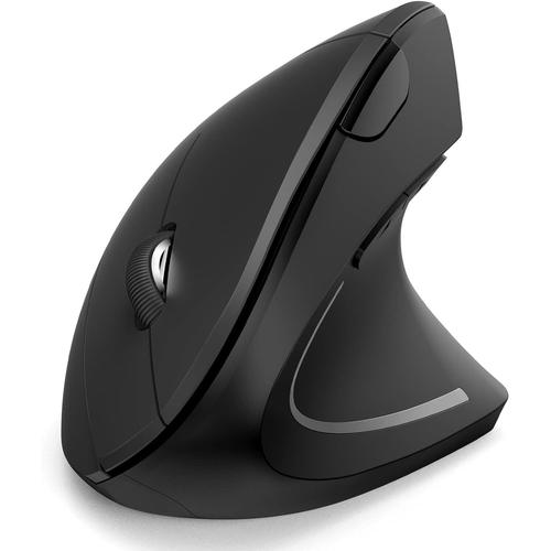 Souris Verticale sans Fil pour Multi-appareils, (Bluetooth 4.0+BT 4.0 + 2.4G), Souris Ergonomique Rechargeable, Silencieuse, Compatible avec PC, Ordinateur, MacBook, iMac, Tablette, Noir