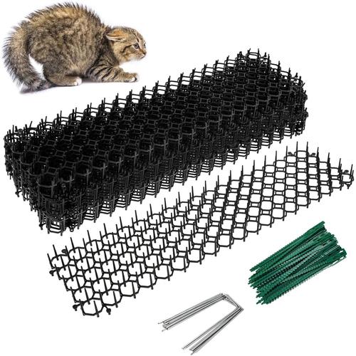 20pcs Tapis Anti-Chat 4.9m Anti Chat Avec 10 Pointes En U E 50 Serre-Câbles Verts Répulsif Chat Grille Tapis Anti-Chiens Pour Jardin Maison Intérieur Extérieur (20pcs)