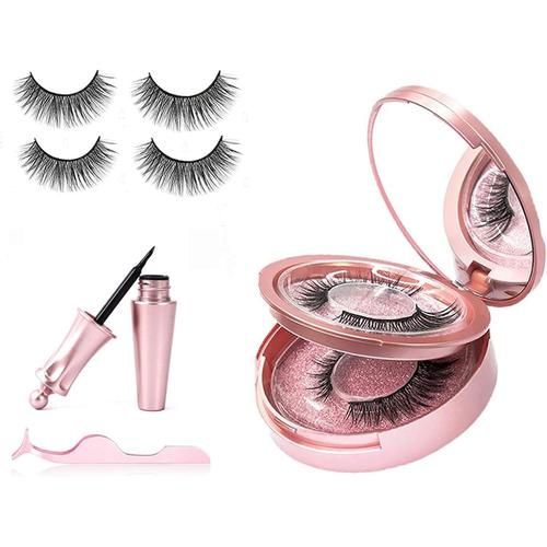 Faux Cils Magnétique Cils Magnétiques 3d Sans Colle Cils Magnetique Faux Cils Magnétiques Réutilisables Pour Le Maquillage Quotidien Ou Les Rendez-Vous Galants, Fête (2 Paires) 