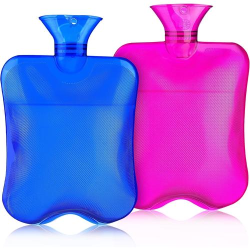 Lot 2 Bouillottes 2 Litres Grand Sac À Eau Chaude Pour Les Pieds Hiver Sac À Eau Chaude Poche À Eau Chaude Soulager La Douleur Des Mains Cou Épaule Dos Taille Menstruations Chauffe-Lit