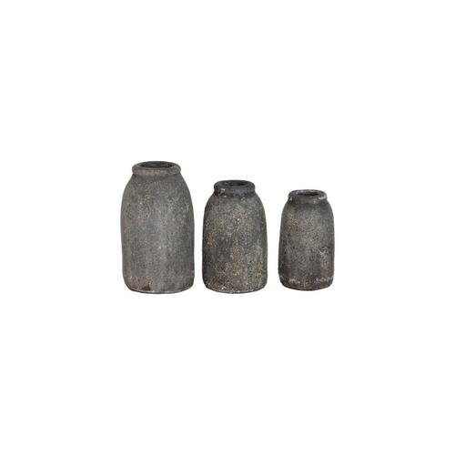 Lot de 3 Pots Décoratifs Velas, Gris, 13x13x22 cm