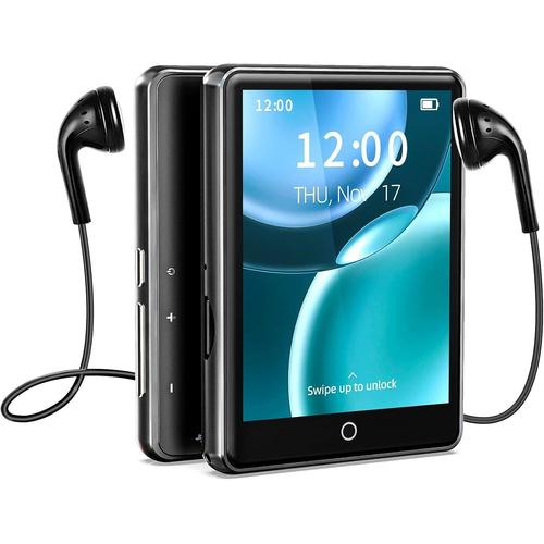 64Go Lecteur MP3 Bluetooth 5.3,Portable Baladeur Numérique 2.8"" Tactile Enfant Lecteur Musique avec Haut-Parleur,Radio FM,Enregistreur,Pédomètre,vidéo,ebook,Carte TF Extensible jusqu'à 128 Go