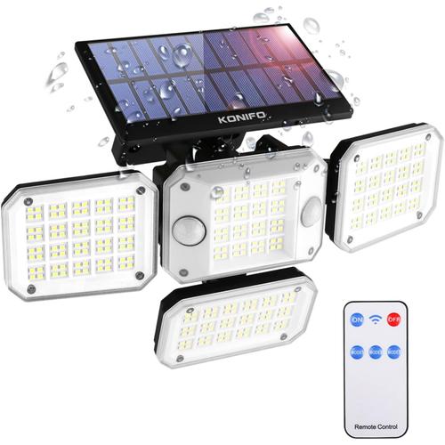 Lampe Solaire Extérieur Avec Détecteur De Mouvement: Projecteur Led Avec 2 Capteur Applique Extérieure Murale Ip65 Étanche - Lumière Solaire Avec Télécommande Éclairage Solaire Pour Jardin Garage