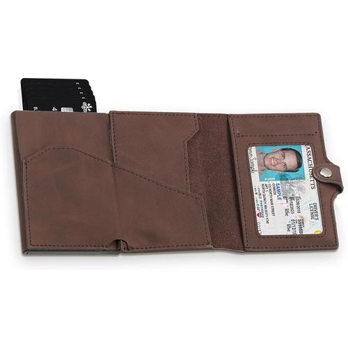 Portefeuille en Cuir, Porte-Cartes avec Compartiment à Billets et Poche à Monnaie, Porte-Carte Homme avec Blocage RFID, 8 Porte Carte Crédit, avec Boîte Cadeau¿Marron