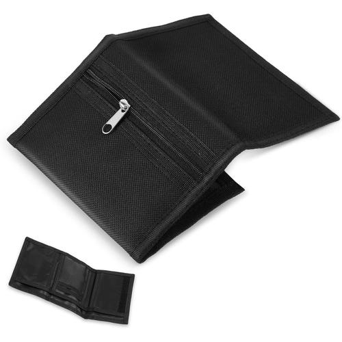 Portefeuille Fin RFID Portefeuille à Trois Volets Portefeuille Mince en Toile Porte-Monnaie RFID Portefeuille de Sport Zippé pour Ado Garçons Homme Voyage Extérieur (Noir, Style Normal)