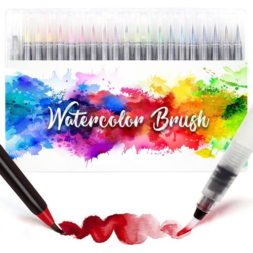 24 + 1 Feutre Aquarelle, Stylo Aquarelle Peinture, Feutre Pinceaux Pour Coloriage Enfants & Adulte, Feutre Aquarelle Brush Pen