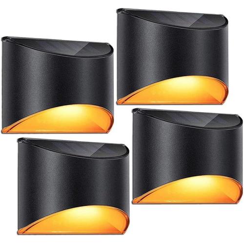 Lampe Solaire Exterieur 4 Pack Lumière Solaire Spot Led Eclairage Extérieur Solaire Etanche Sans Fil Lampe Mural Pour Jardin Cour Terrasse