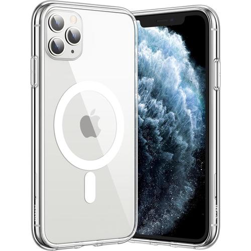 Coque Magnétique Pour Iphone 11 Pro 5,8 Pouces Compatible Avec Recharge Sans Fil Magsafe, Housse De Téléphone Antichoc, Dos Transparente Anti-Rayures (Transparente)