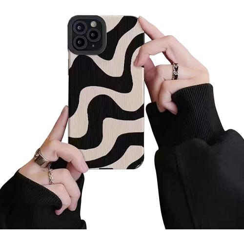 Compatible Avec Coque Iphone 11 Pro Simple Cute Zebra Animé Curly Wave Dessin Motif Antichoc Telephone Portable Housse Homme Femme Fille Camera Lentille De Protection Etui