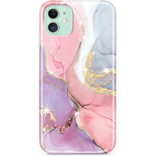 Coque Iphone 11 Pro Or Sparkle Glitter Marble Slim Antichoc Flexible Tpu Coque Souple Silicone Cover Coque Pour Iphone 11 Pro 5.8 Pouces - Rose Violet