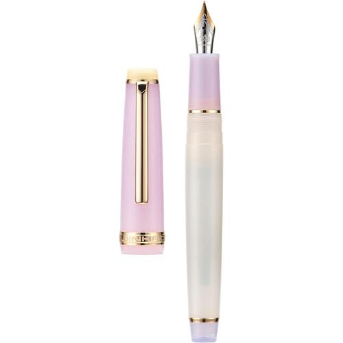 Jinhao 82 Stylo Plume Pointe Moyenne Garniture Dorée Corps Transparent Rose Et Blanc Avec Convertisseur