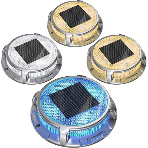 4pcs Lampe Solaire Extérieur Jardin 3-1 Couleur Led, Spot Solaire Exterieur Etanche Ip68, Lumière Solaire Auto Éclairage, Lampe Solaire Sol Pour Piscine Escalier Terrasse Chemin Pont Cour