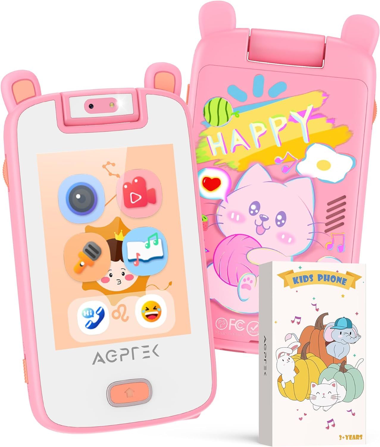 32Go MP3 Enfant Bluetooth 5.3 avec Appareil Photo, Mignon Chat Design Enfant Lecteur Écran TFT 2,8 Pouces, Baladeur MP3 Fille Qualité sonore Hi-FI avec Jeux de puzzle,Enregistreur,Réveil - Rose