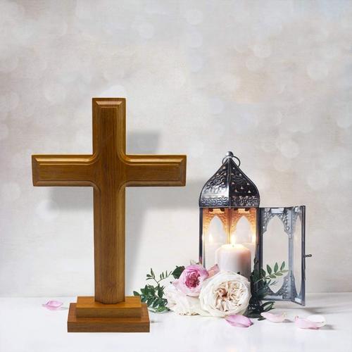 Croix d'autel debout en bois avec support, croix de Table avec affichage Double face, pour la maison, décor de chapelle, d'église, cadeau chrétien