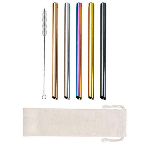 Pailles Réutilisables Boba Larges, Lot De 10 Pièces, Pour Boisson, Thé Aux Bulles, Milkshakes, Avec Brosse À Livres, Sac De Transport