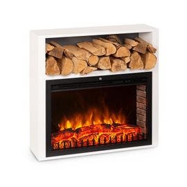 Klarstein Mauna Loa Cheminée Électrique 2000w , Simulation De Flammes Réalistes Led , Télécommande , Étagère À Bois - Blanc