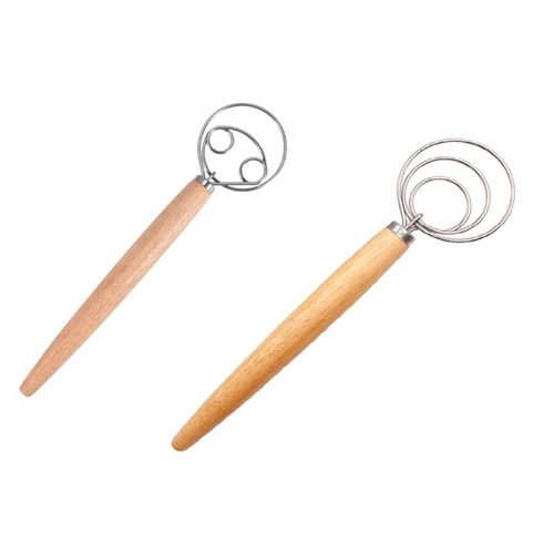 Fouet Danois Pour Pâte À Pain, En Acier Inoxydable, Style Néerlandais, Poignée En Bois, Outils De Cuisine