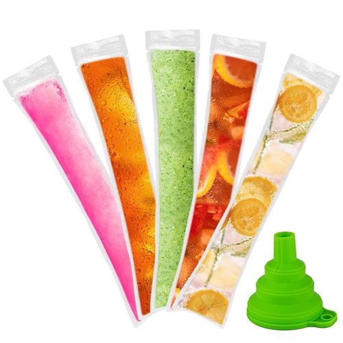 Sacs À Glace Popsicle Jetables 120 Pièces Tubes De Congélateur, Sacs À Glace Avec Entonnoir Et Manchons De Glace Pour Jus, Sucettes Glacées, Fruits