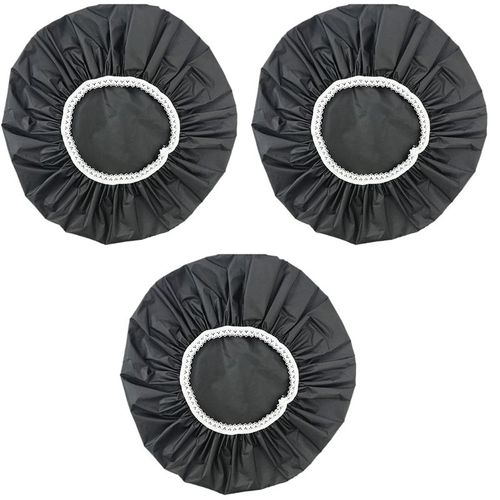 Ensemble De Bonnet De Douche Élastique Domestique Imperméable, Bonnet De Bain, Ensemble De Cheveux D'hôtel, Noir, 3 Pièces 