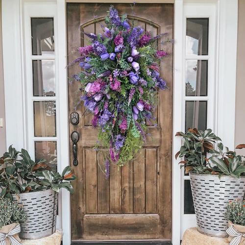 Couronne de tulipe violette pour la décoration de la maison, comparateur de couleur, hortensia, printemps et été, CAN ac