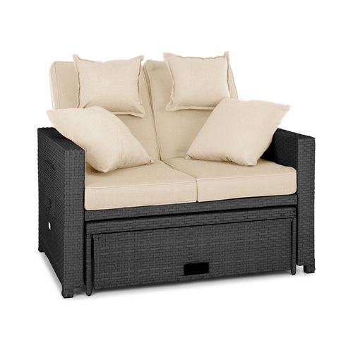 Blumfeldt Canapé Lounge 2 Places En Rotin Synthétique Tables Pliantes - Gris