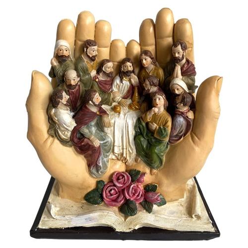 Statue de personnage religieux jésus en résine, le dernier dîner sur la paume pour la maison, décoration de noël d'église