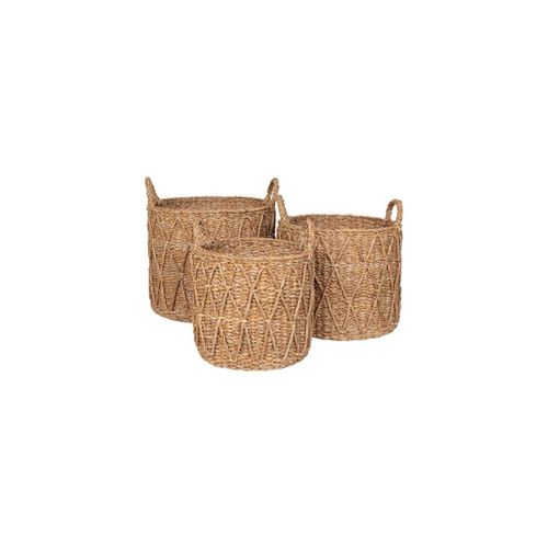 Lot de 3 Paniers Décoratifs de Rangement Krabi, Marron, 36x36x30 cm