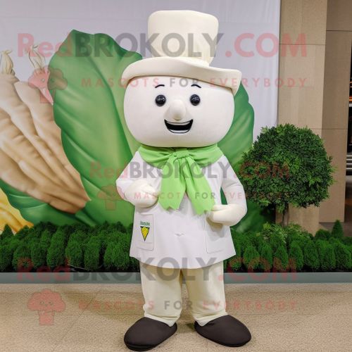 Personnage De Costume De Mascotte Redbrokoly De Navet Blanc Habillé D'une Chemise De Ville Et De Lacets De Chaussures