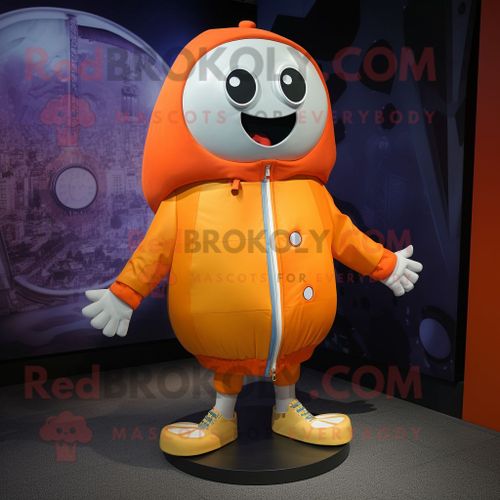 Personnage De Costume De Mascotte Redbrokoly Rayon Orange Habillé D'un Blouson Aviateur Et De Coussinets Pour Les Pieds