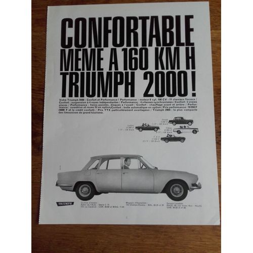 Publicité Années 1950/ 1960 Automobiles Triumph 2000 Confortable Même À 160 K M Heure