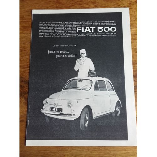 Publicité Années 1950/1960 Fiat 500 Jamais En Retard Pour Mes Visites!