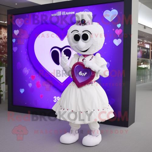 Personnage De Costume De Mascotte Redbrokoly Purple Heart Habillé D'une Robe De Mariée Et De Montres Numériques