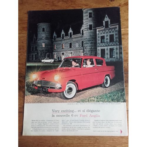 Publicité Années 1950/1960 Automobiles Ford Anglia Very Exciting....