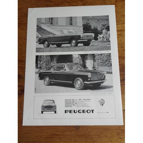 Publicité Années 1950/1960 Automobiles Peugeot