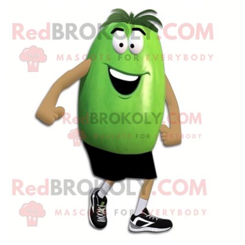 Personnage De Costume De Mascotte Redbrokoly De Squash Vert Forêt Habillé D'un Short De Course Et De Lacets De Chaussures