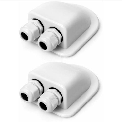 2PCS Passe-Toit IP68 Presse-étoupe Solaire étanche boîtier d'entrée de câble Double résistant aux intempéries, Caravane et Bateau Passe câble en ABS, Blanc