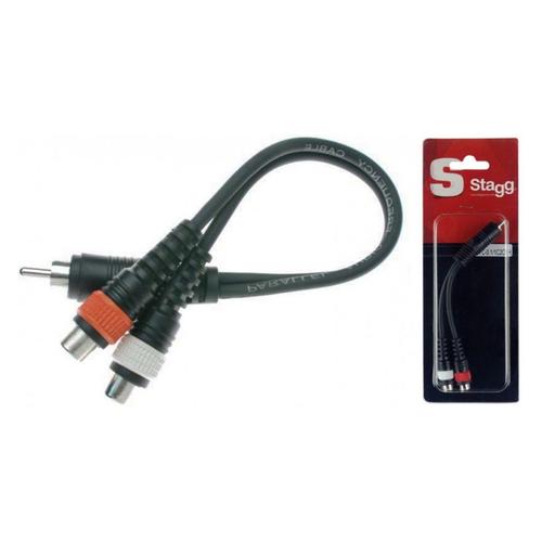 Stagg YC-0,1/1C2CFH - Câble adaptateur 1x fiche RCA mâle/ 2x fiche RCA fem - 1 pièce