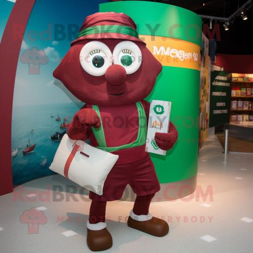 Personnage De Costume De Mascotte Redbrokoly De Drapeau Irlandais Marron Vêtu D'un Short De Bain Et De Sacs À Main