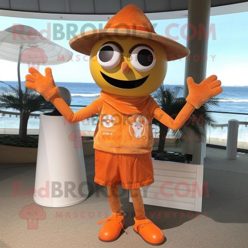 Personnage De Costume De Mascotte Redbrokoly D'épouvantail Orange Habillé D'un Maillot De Bain Une Pièce Et De Châles