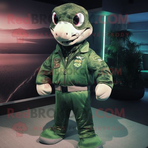Costume De Mascotte Redbrokoly De Python Vert Forêt Habillé D'un Blouson Aviateur Et De Pochettes