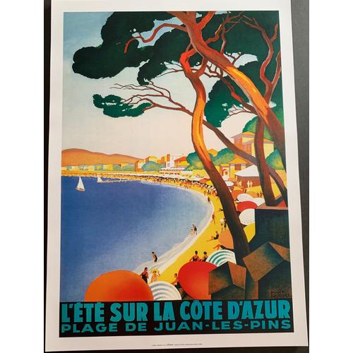 Plage De Juan Les Pins - C¿Te D'azur - 50x70cm - Affiche / Poster - Envoi En Tube