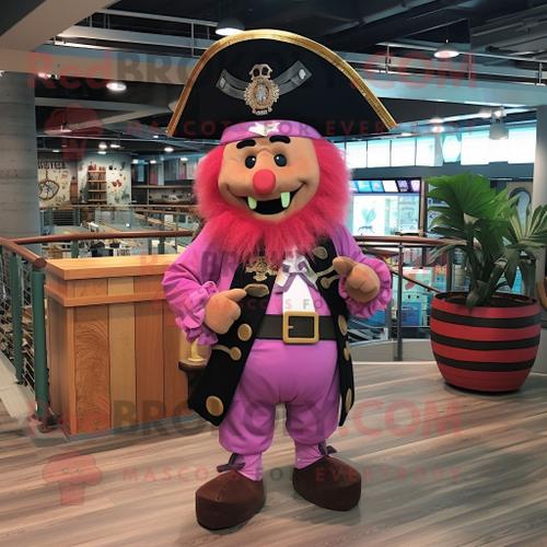 Mascotte Redbrokoly De Personnage De Pirate Rose Habillé D'une Chemise De Ville Et De Porte-Clés