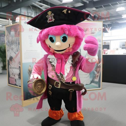 Mascotte Redbrokoly De Personnage De Pirate Rose Habillé D'une Chemise De Ville Et De Porte-Clés