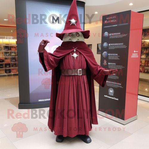 Personnage De Costume De Mascotte Redbrokoly De Magicien Marron Vêtu D'une Robe Taille Empire Et De Ceintures