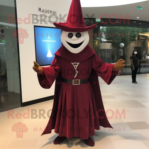 Personnage De Costume De Mascotte Redbrokoly De Magicien Marron Vêtu D'une Robe Taille Empire Et De Ceintures