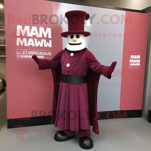 Personnage De Costume De Mascotte Redbrokoly De Magicien Marron Vêtu D'une Robe Taille Empire Et De Ceintures